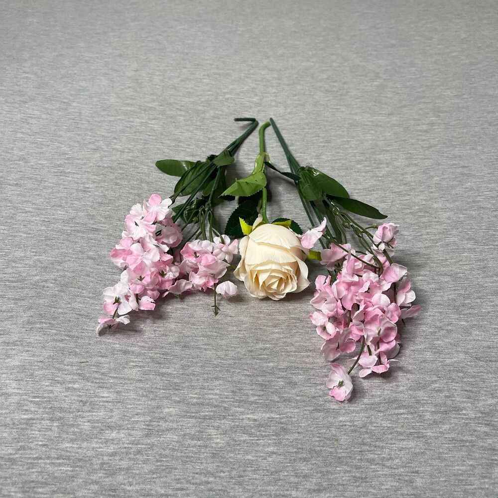 Artificial Faux Pink and Ivory Paper Flowers Floral Bouquet Arrangement